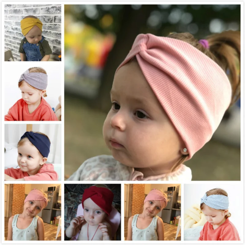 1 PCS Spring Summer Solid Color Baby Headband Girls Twisted Knotted Soft Elastic Baby Girl Headbands Hair Accessories Large Size