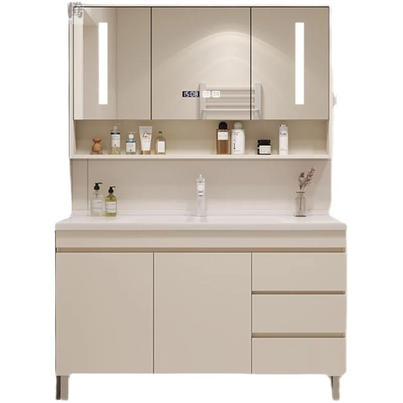 Ceramic integrated basin Floor-to-ceiling modern simple face wash basin New bathroom cabinet combination toilet washstand