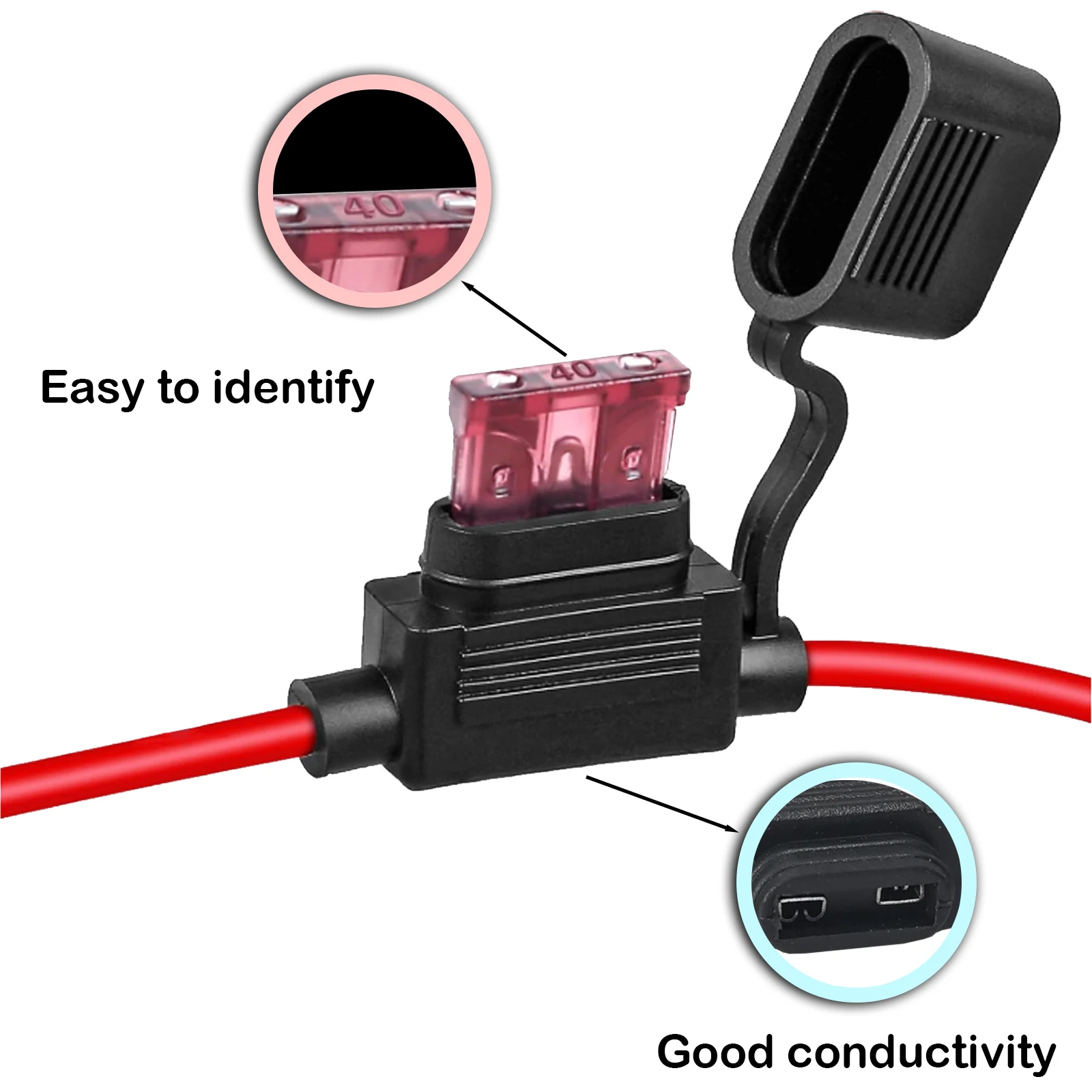 Inline Fuse Holder 2PCS 10/12/14/16/18AWG Car Gauge ATO/ATC Standard Blade 5A 10A 15A 20A 30A 40A