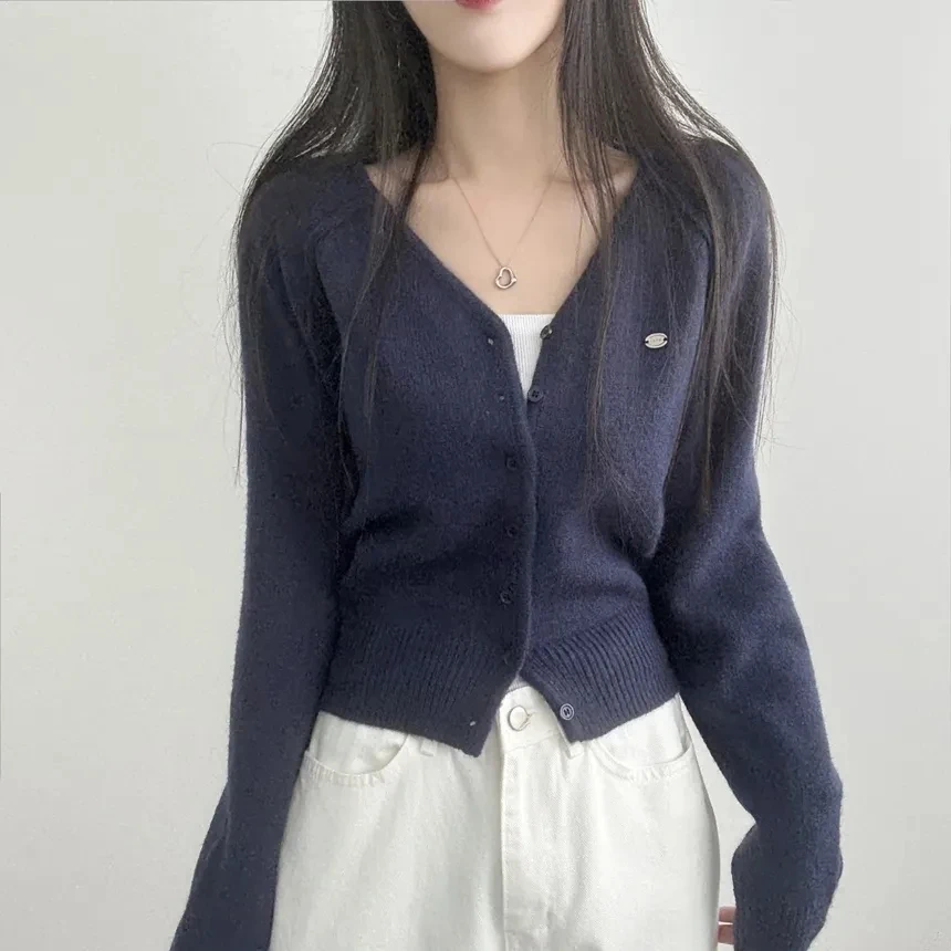 Women's Knitted Sweater Candy Color  Simple Slimming Pure Color Daily Easy Match Open Cardigan Autumn Winter Thiened