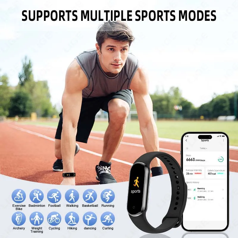 LIGE Smart Bracelet Women Smartwatch Men Heart Rate Blood Oxygen Waterproof Sport Smart Band Watch Ladies New For Android IOS