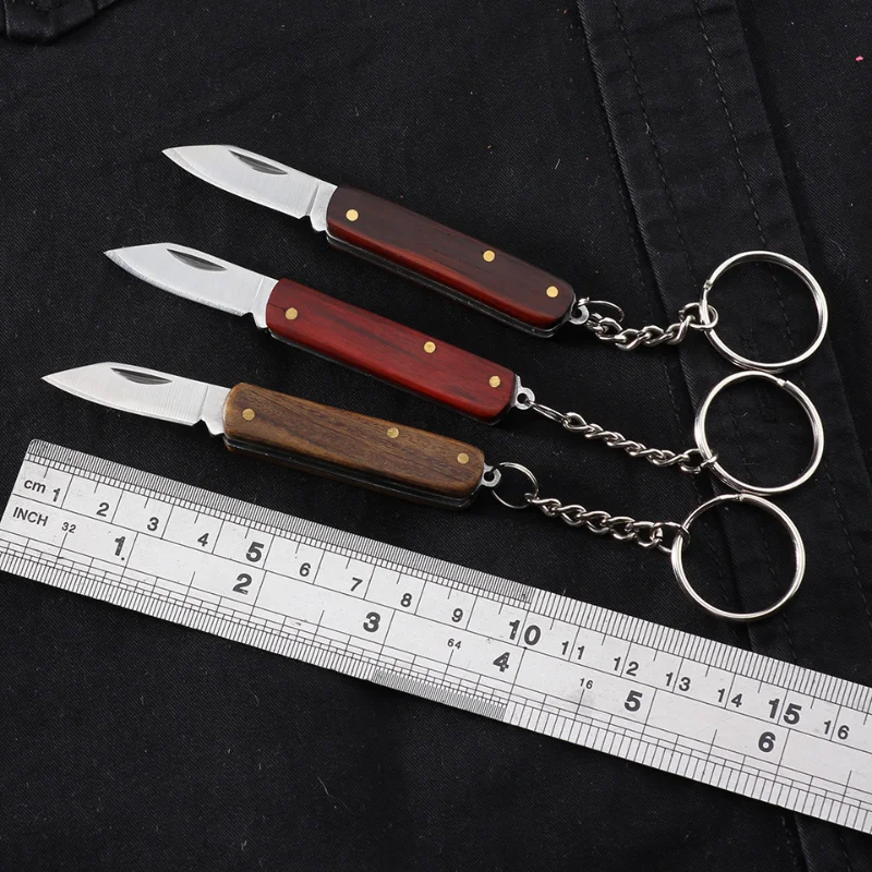 

High-grade Sandalwood Knife Gift Pendant Outdoor Folding Knife Unpacking Express Unpacking Knife Portable Fruit Knife Keychain