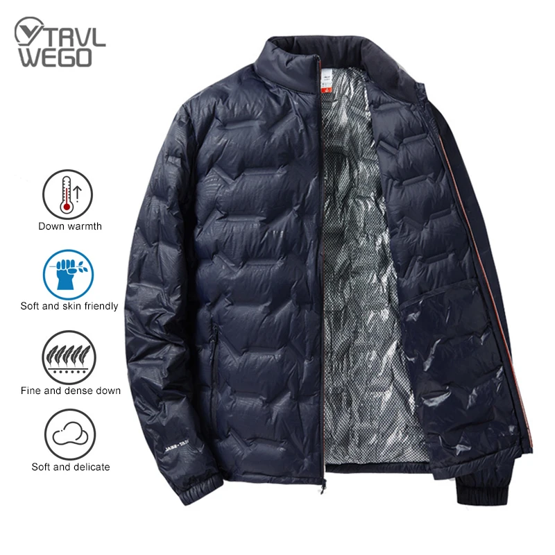 Down Jackets Men's Winter Jacket Down Climbing Clothes Hiking Sportswear 80% White Duck Down Coat Warm Camping Outing Trekking