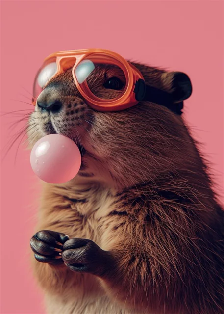 Vibrant Pink Bubblegum Animal Canvas Print - Cute Cartoon Wall Art