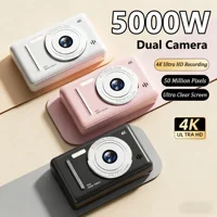 Цифровая камера пикселей 5000 Вт, 4K HD, ретро CCD, портативная карточная камера, камера начального уровня, двойная камера, вспышка, 50 миллионов пикселей, автофокус