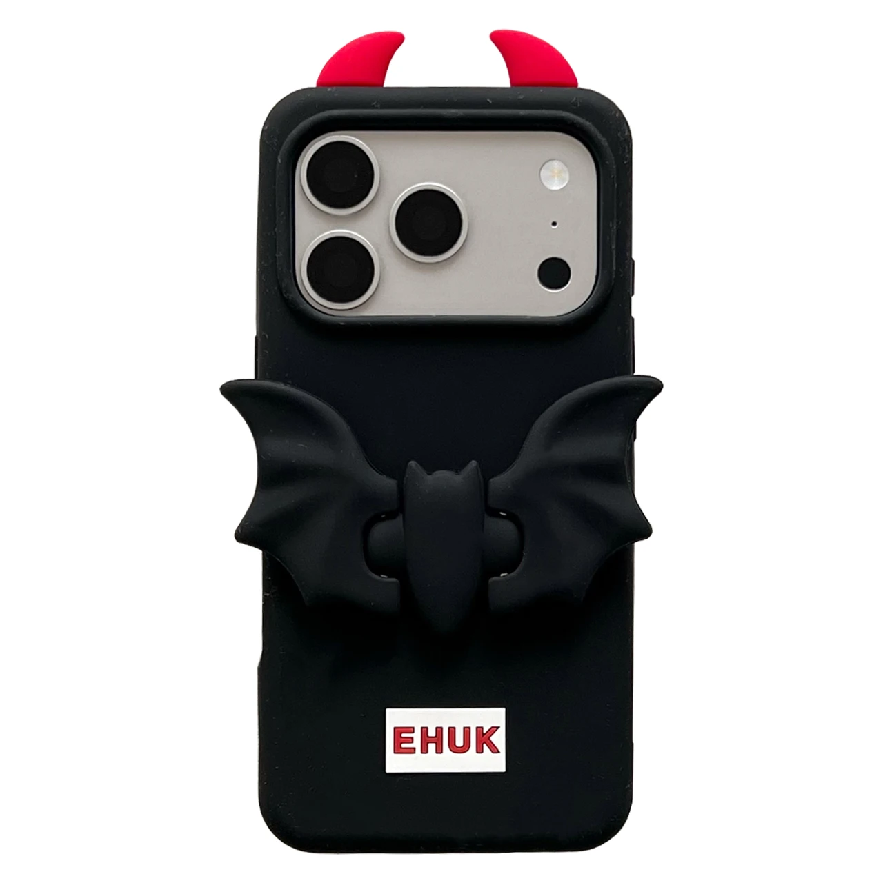 Cute 3D Cartoon Devil Bat Wings Phone Case with Bracket - Soft Cover