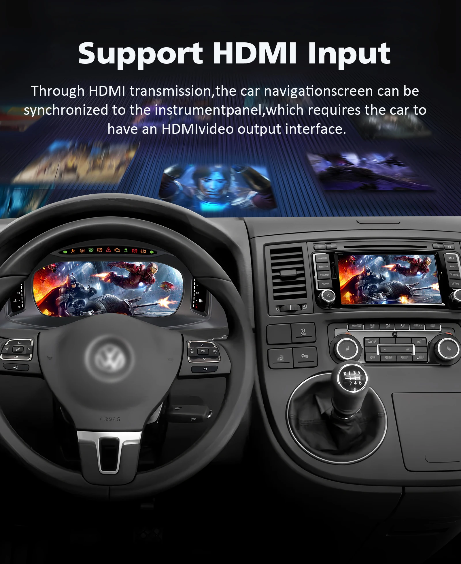 Hizpo - Panel de Instrumentos Digital para Automóvil de 10.25 Pulgadas para Volkswagen Multivan T5 2008-2015, Pantalla de Instrumentos con Carplay, Velocímetro, Medidor de Velocidad, Juego de Indicadores Inteligentes, Cabina Virtual, Modificación de Radio para Automóvil, HDMI Automotriz 5