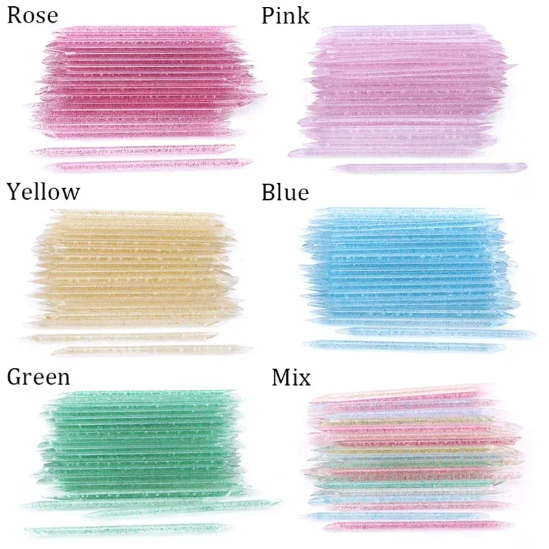 End Nail Art Cuticle Pusher Reusable Crystal 50/100Pcs Stick Double Cuticle Remover Tool Pedicure Care Nails Manicures Tools