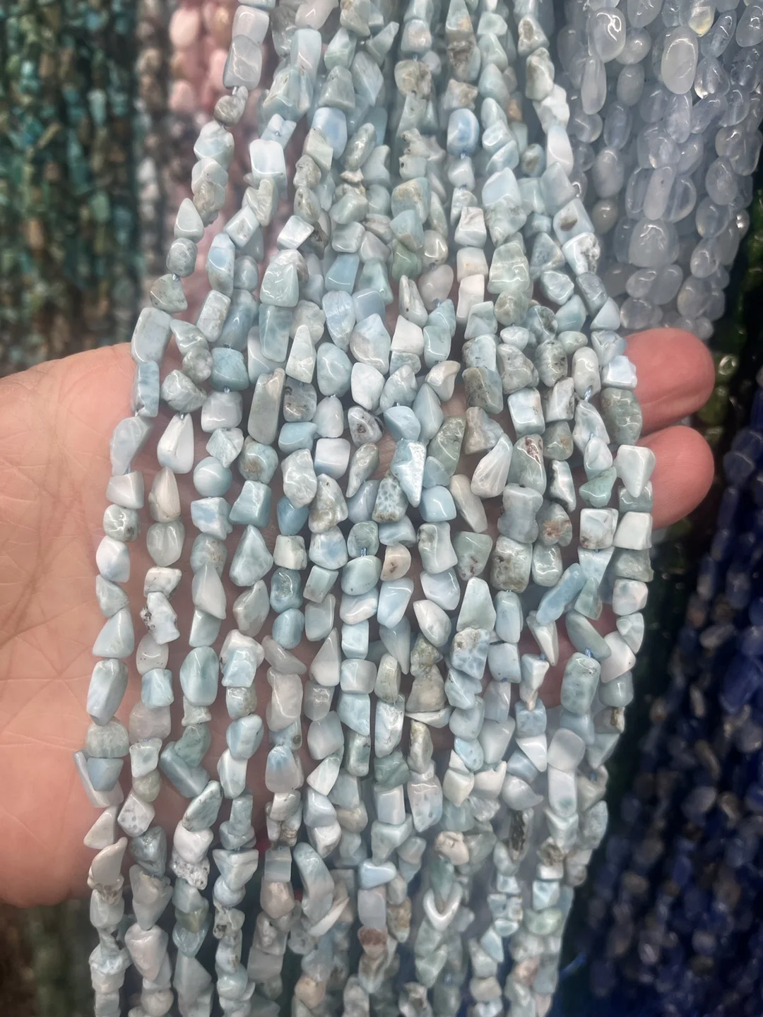 Larimar Stone Natural Gemstone Chips Smooth Loose Big Freeform Perline Irregolari Per La Creazione Di Accessori Per Gioielli