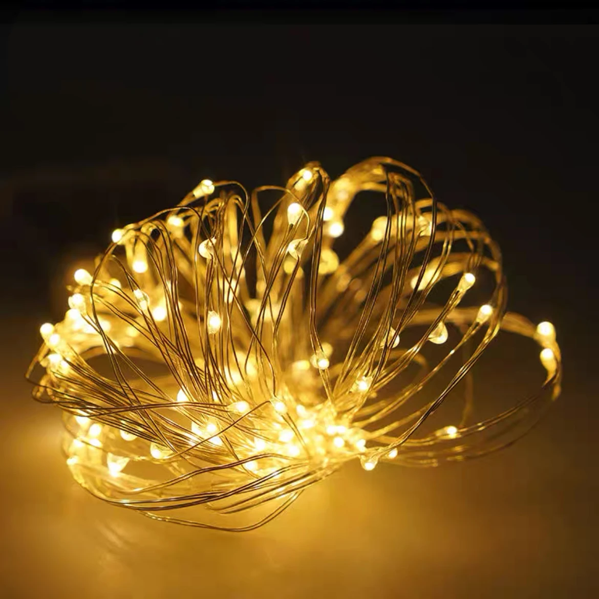 thumbnail image 1 of Luces de hadas que funcionan con pilas para centros de mesa de bodas, decoraciones para fiestas, luces de cadena de alambre de cobre para Navidad, funciona con pilas, 1 of 5