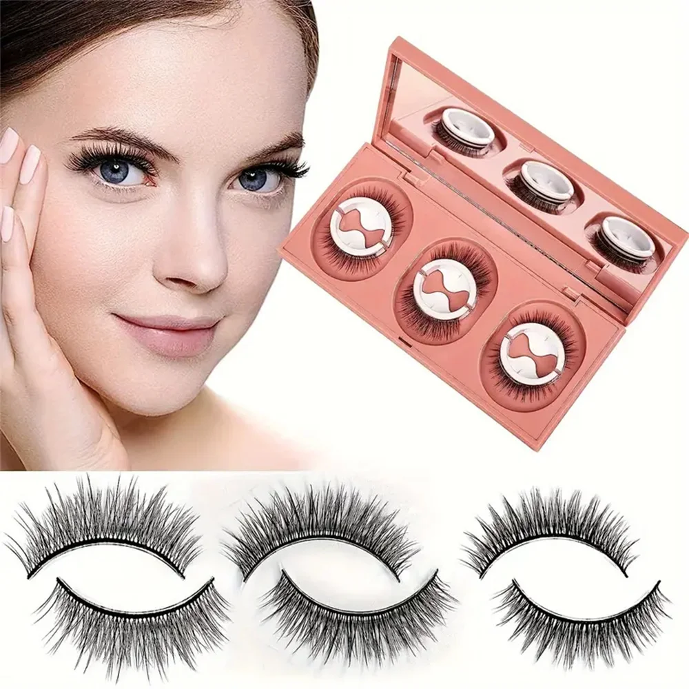 3 Paar Wiederverwendbare Künstliche Wimpern, Selbstklebende Wimpern Ohne Eyeliner oder Klebstoff und Einfach zu Tragen