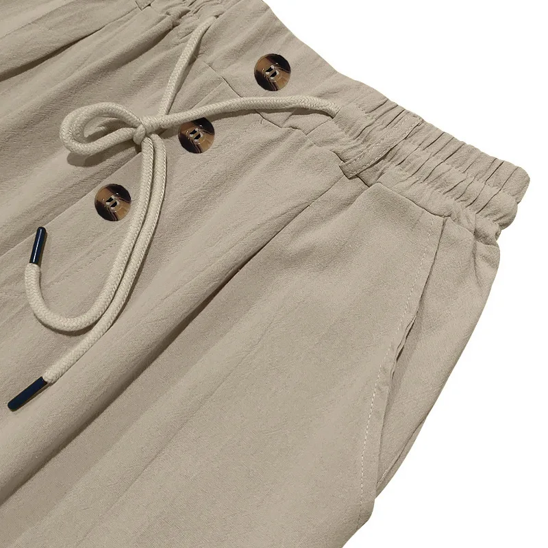 2025, Frühjahr/Sommer Neue männer Baumwolle Leinen Hosen Sommer Mode Lässig Einfarbig Lose Plus Größe S-XXXL – Detail 40