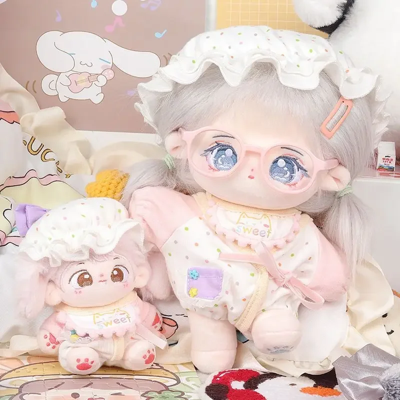 10cm 20cm cotton doll clothing cute color matching jumpsuit doll hat bib pajamas 2
