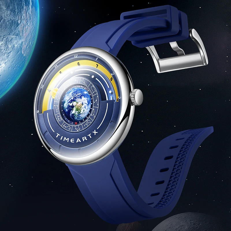 Men's Sports Watch Unique Earth Pointer Design Silicone Strap Waterproof 4