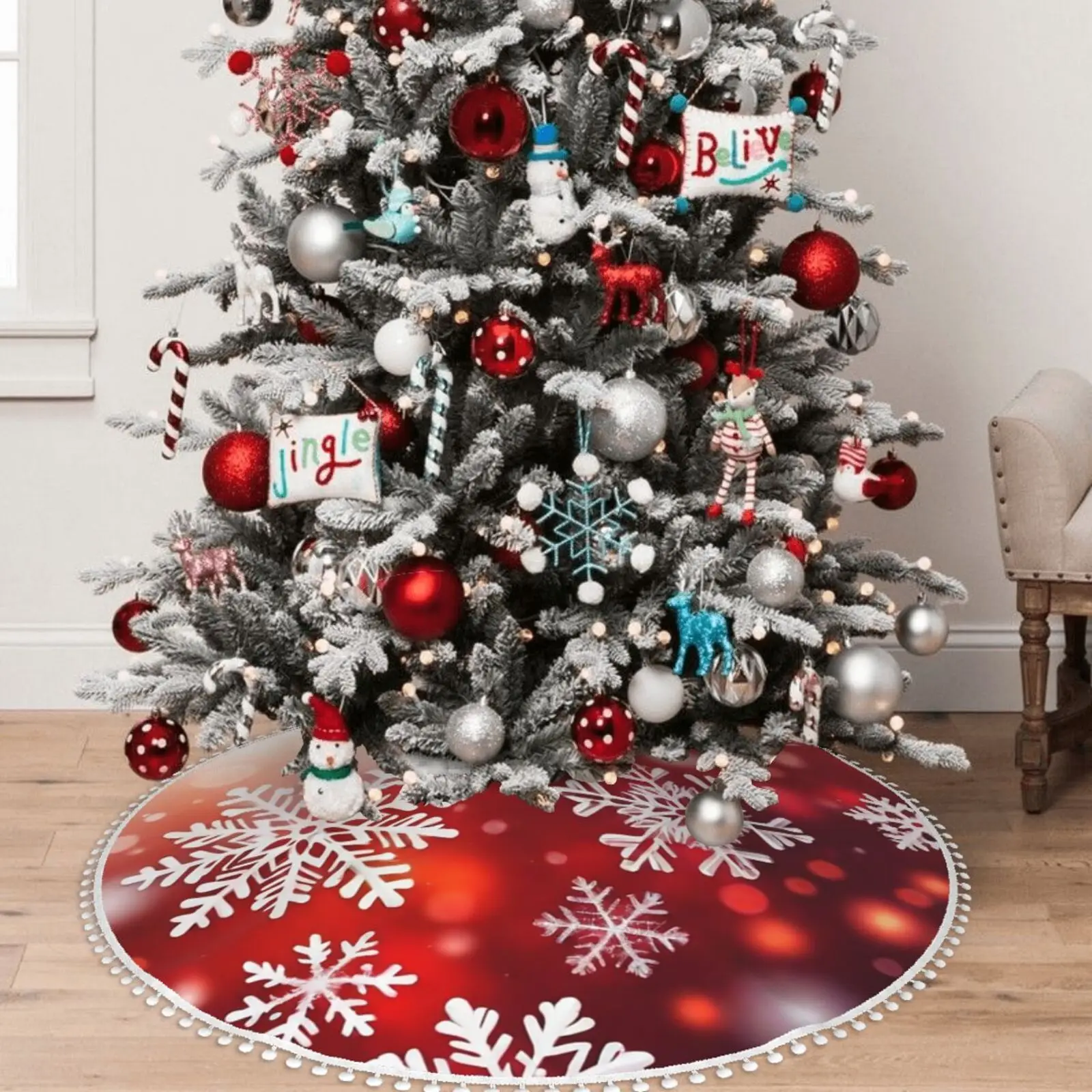 Custom Christmas Tree Skirt with Pom-Pom Trim 5 | Custom Christmas Tree Skirt with Pom-Pom Trim 5
