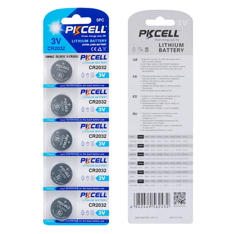

10pcs/2pack CR2032 3V Lithium Battery BR2032 DL2032 ECR2032 Button Batteries CR 2032 Coin Cell For wireless pet Child Bag Keys
