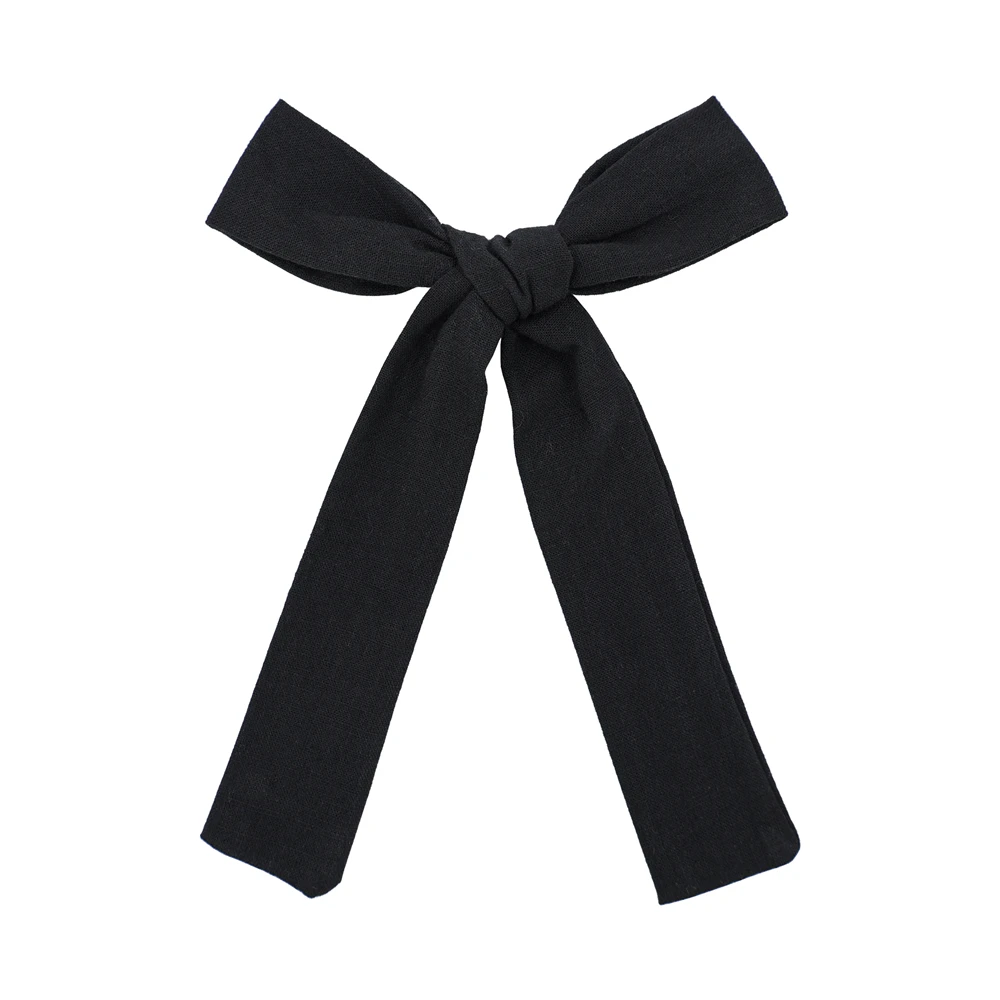 Long Tail Linen Hair Bow Clips for Little Girl Kids Mom Women Ponytail Knot Bows Alligator Clip Hair Accessories
