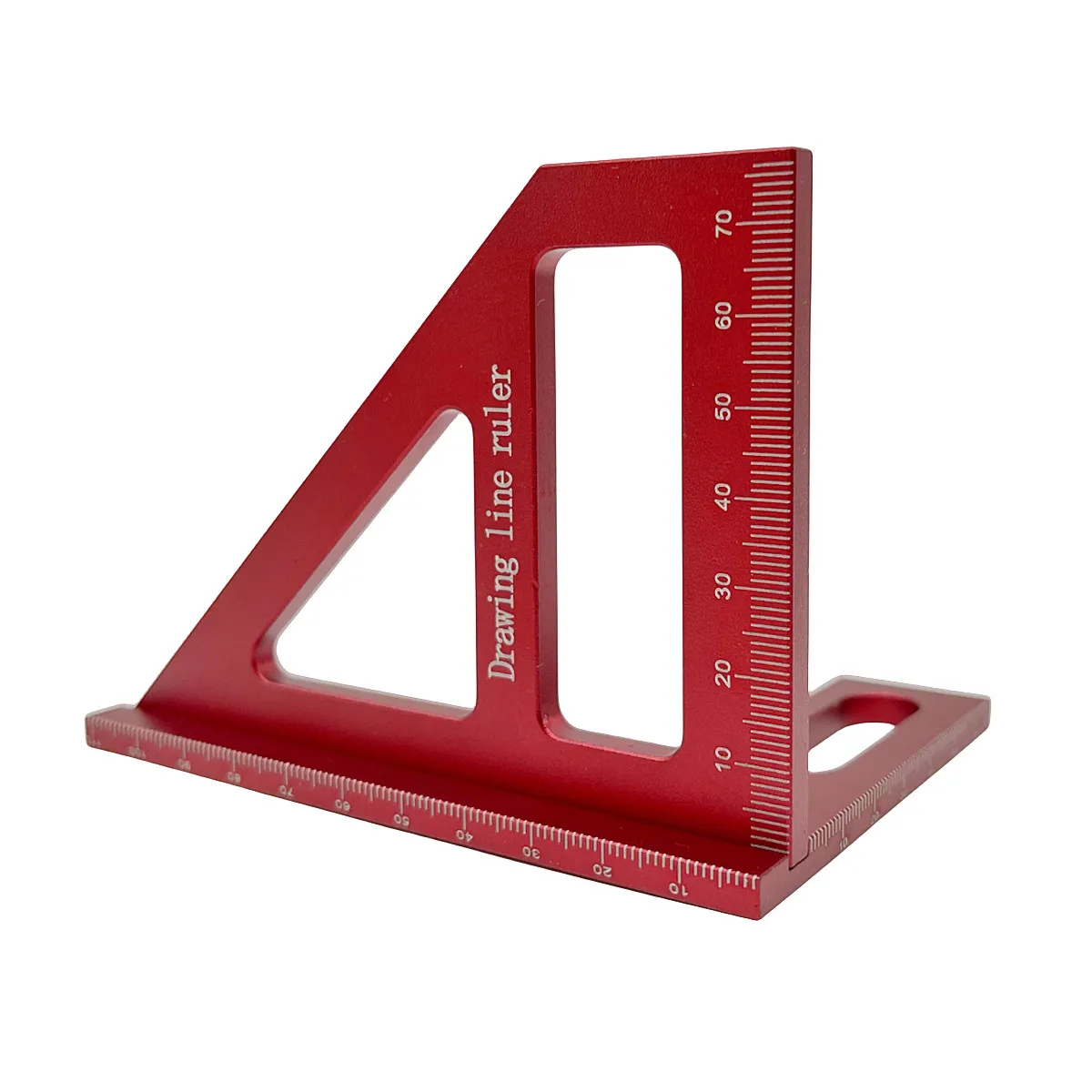 Kwadratowy kątomierz do obróbki drewna ze stopu aluminium z czerwonym trójkątem 45 °/90 °-3D narzędzia do pomiaru układu wielokątnego