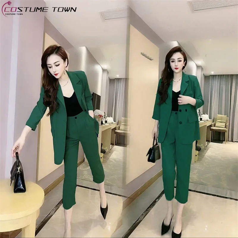

Spring and Summer Women's Set 2023 New Temperament Age Reducing Coat High Waist Small Leg Pants Fashion Two Piece Set
