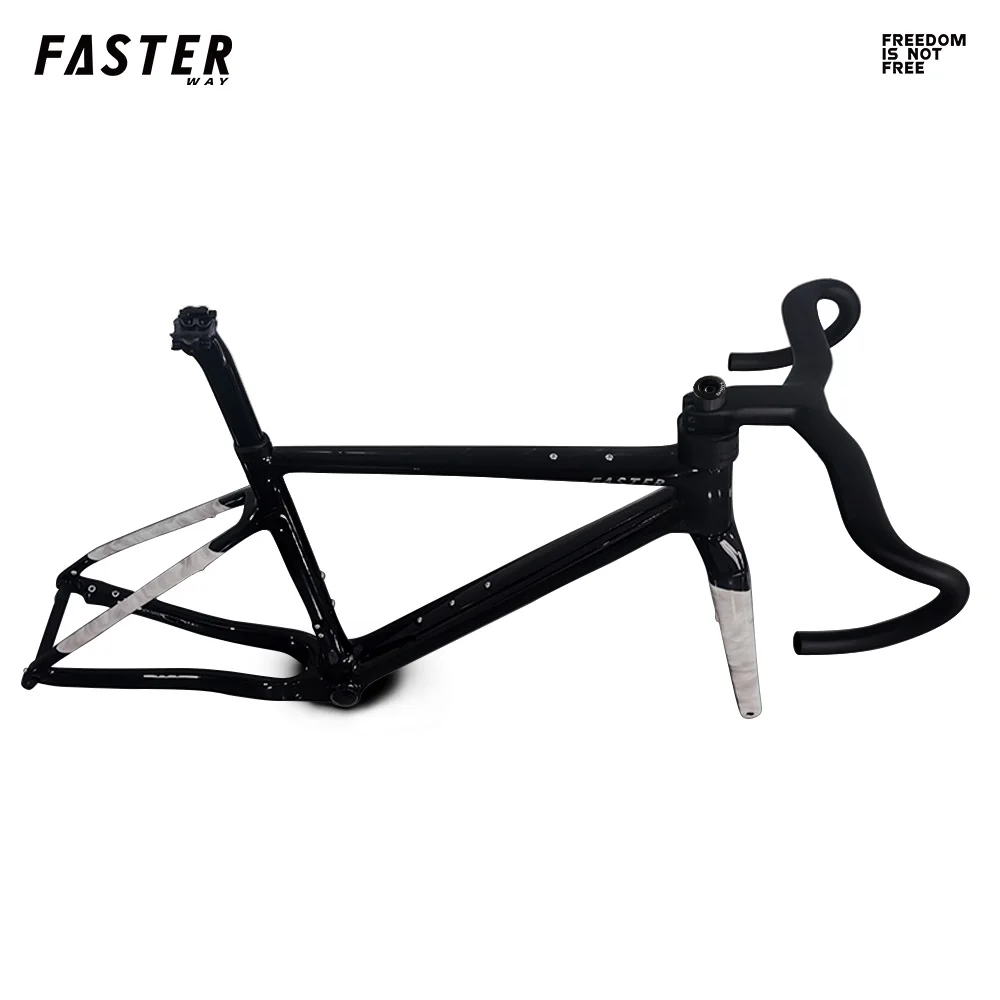 새로운 모델 BB86 Fasterway 그래블 프레임셋 카본 자전거 로드 프레임 (포크, 시트포스트 클램프, 헤드셋, 핸들바 포함) 45C 디스크 브레이크