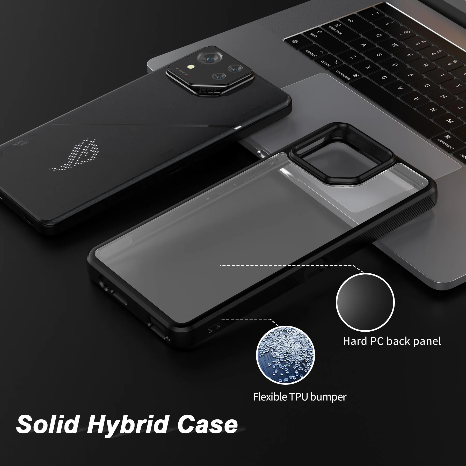 Feitenn for ASUS ROG Phone 8/8 Pro case - Translucent Matte Hard PC Back and Soft TPU Cushion, Shockproof Protective Case ROG8