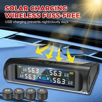 Sistemi di allarme di sicurezza per auto Monitoraggio della pressione dei pneumatici Monitor della temperatura dei pneumatici Accessori Auto Solare TPMS Universale 4 Estteral