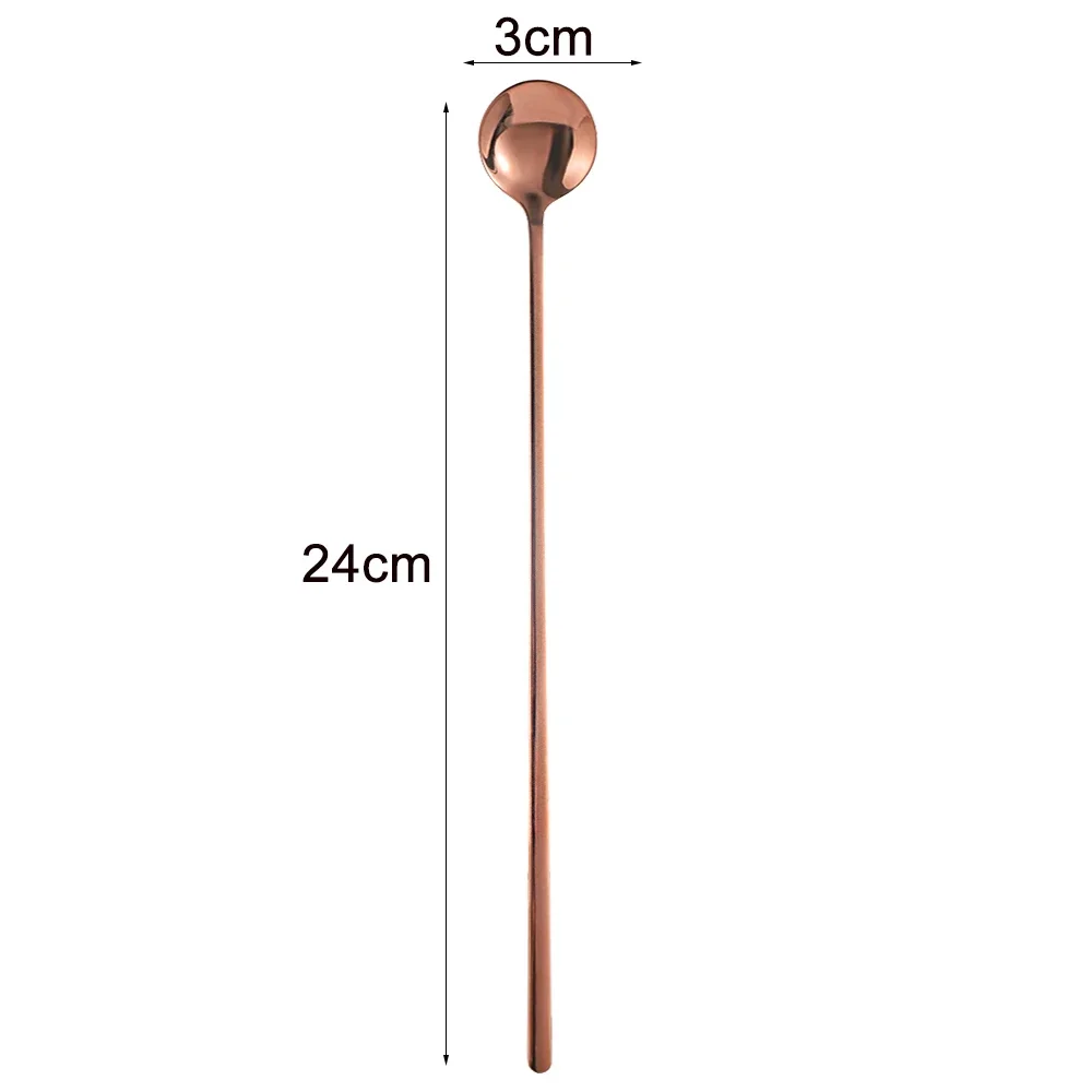 Coffee Tea Stir Spoon Long Handle Ice Cream Dessert Spoons Eco-Friendly Stainless Steel Tableware Kitchen Supplies Rainbow Color