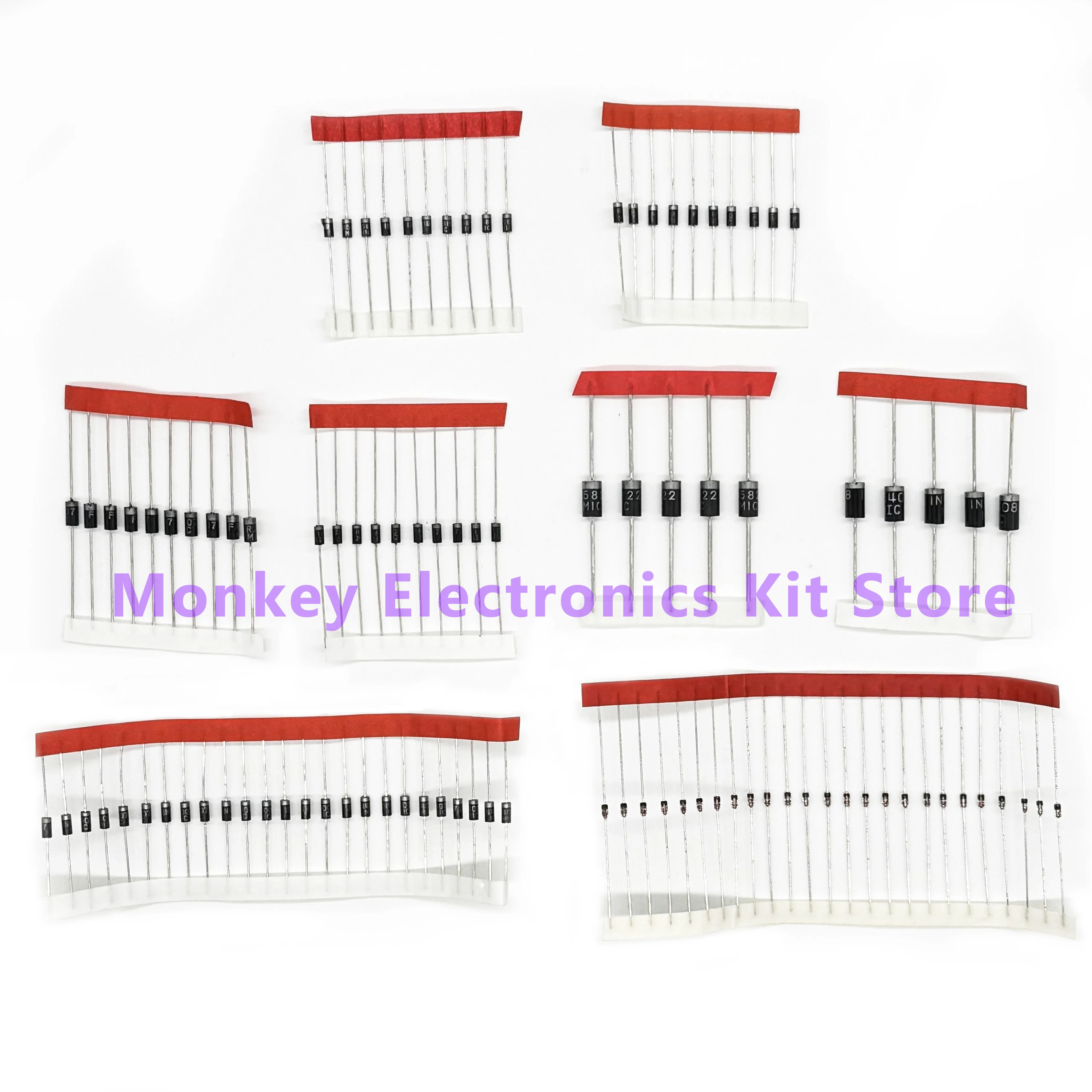 8 Values100PCS Diode Electronic Component Kit Fast Switching Schottky set 1N4148 1N4007 1N5819 1N5399 1N5408 1N5822 FR107 FR207 diode kit