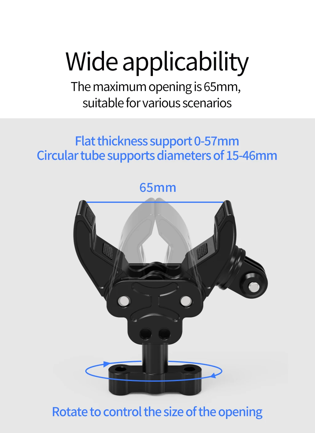 Universal Kugelkopf Super Clamp Einstellbar 15-46mm Lenkerrohrgriff für Gopro Hero Insta360 X5 X4 DJI Kamera Fotografie Rig – Detail 3