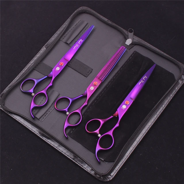 Purple Dragon Pet Scissors, inoxidável Dog Grooming Kit, tesouras retas