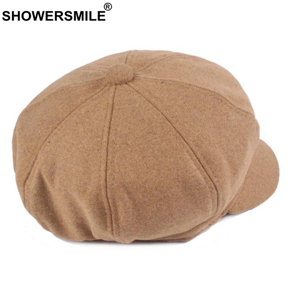 Burgundy Newsboy Caps Women Solid Wool Painters Hat Vintage Female Red British Autumn Winter Octagonal Cap Newsboy cotton newsboy cap