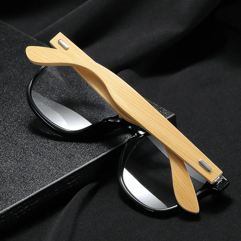 Men Women's Trendy Multifocal Reading Glasses Wooden Blue Light Blocking Near Far Eyewear Progressive Presbyopia Eyeglasses 4