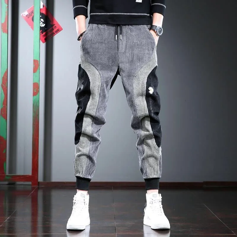 

New Autumn Corduroy Harem Pants Men Loose Casual Cargo Pants Winter Patchwork Sweatpants Male Harem Pants Hip Hop Trousers