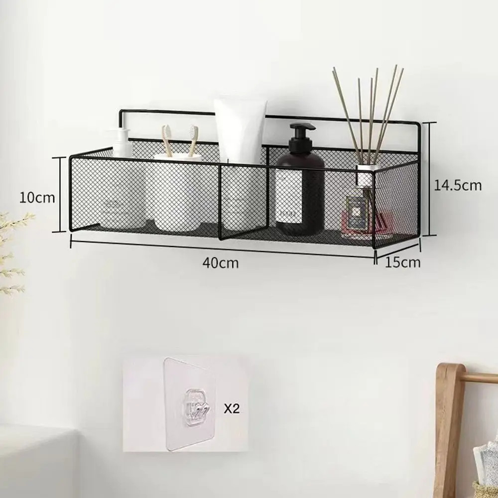 Black Wall-Mounted Bathroom Shelf Shower Shampoo Rack Kitchen Condiment Storage Basket Toilet Soap Holder Bathroom Organizer 6