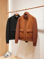 Cashmere Wool Blend Winter Thickened Men's Knit Sleeve Patchwork Woolen Coat 2024 High Quality Luxury Fashion New Men's Jacket 1