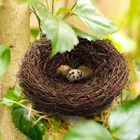 6-20cm Round Rattan Bird Nest Easter Decoration Bunny Eggs Artificial Vine Nest For Home Garden Decor Happy Easter Party Supply 1