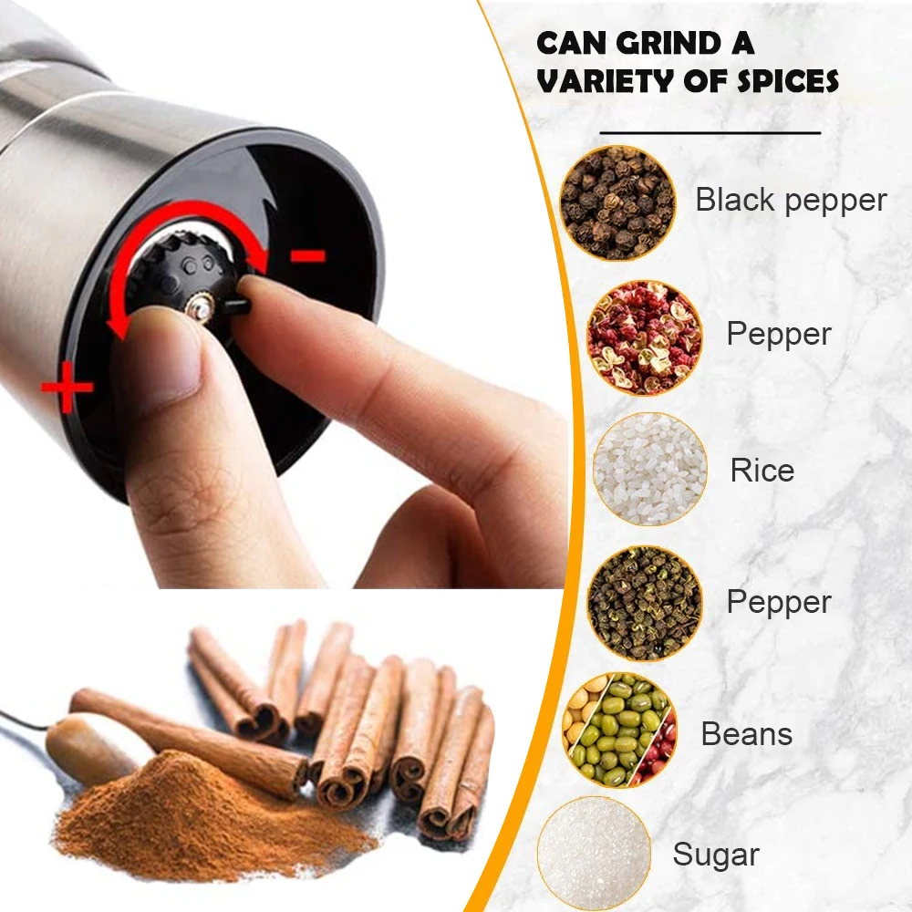 Stainless Steel Mill Pepper/Salt/Spice Grinder - Essential Kitchen Gadget with Glass Storage Container - Image 4