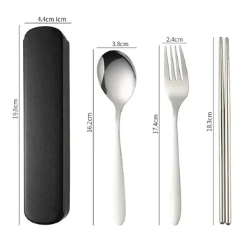 Travel Camping Cutlery Set Portable Tableware Stainless Steel Chopsticks Spoon Fork Steak Knife with Storage Case 2