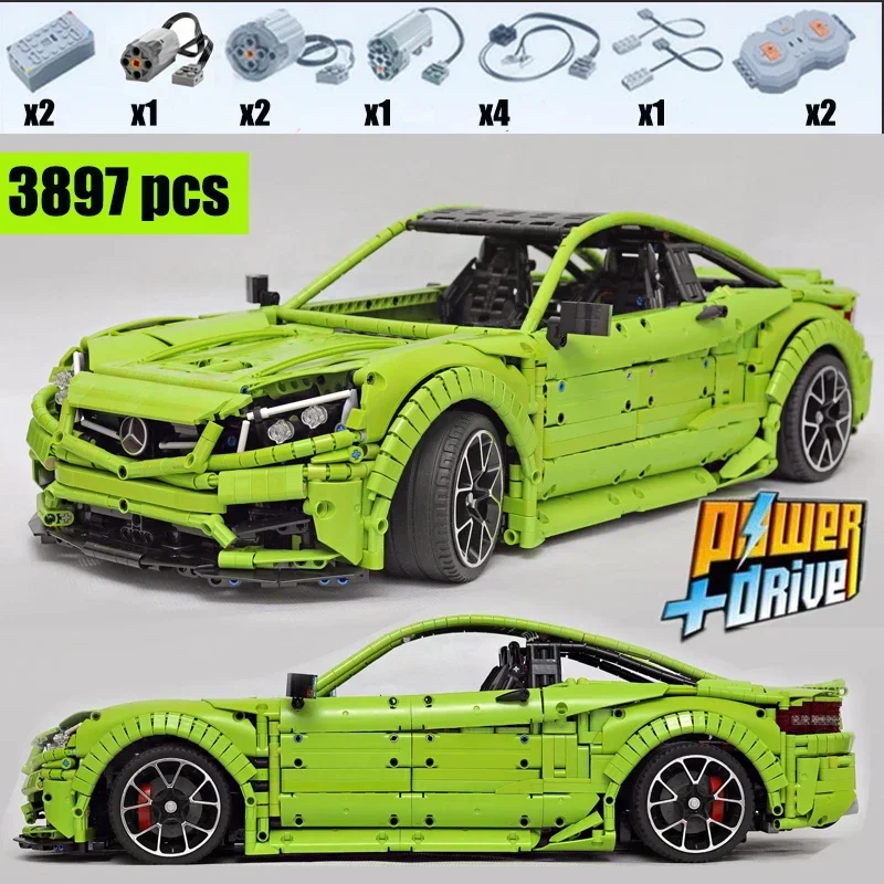 

New Small particle technology building block moc-60193 remote control sports car AMG C63 assembled toy boy's diy birthday Gifts