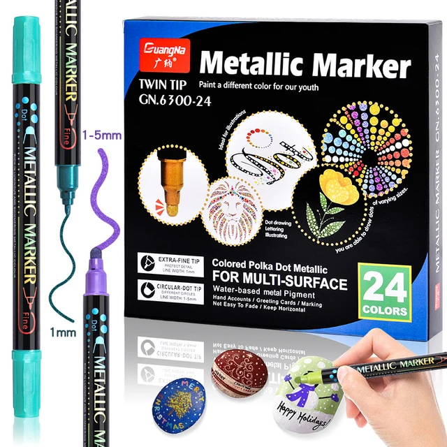 24 Colors Acrylic Paint Pens Brush Dual Tip, Acrylic Paint Markers with  Brush Tip and Fine Tip, Paint Pens Markers Set for Rock - AliExpress
