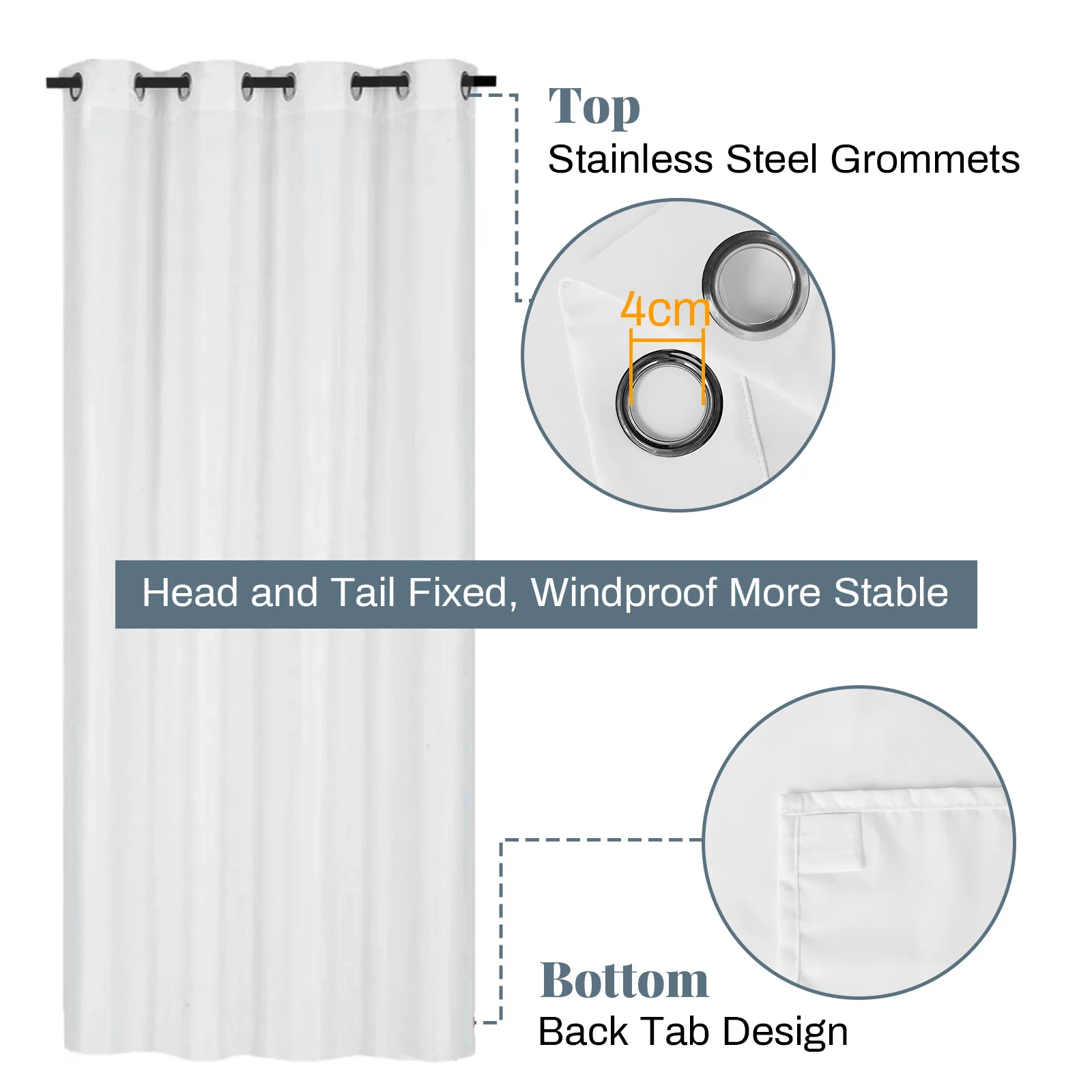 Outdoor Patio Voile Sheer Curtains Waterproof Drapes Rod Pocket Blackout Chiffon Gauze Tulle Curtain Garden for Porch Pergola 6