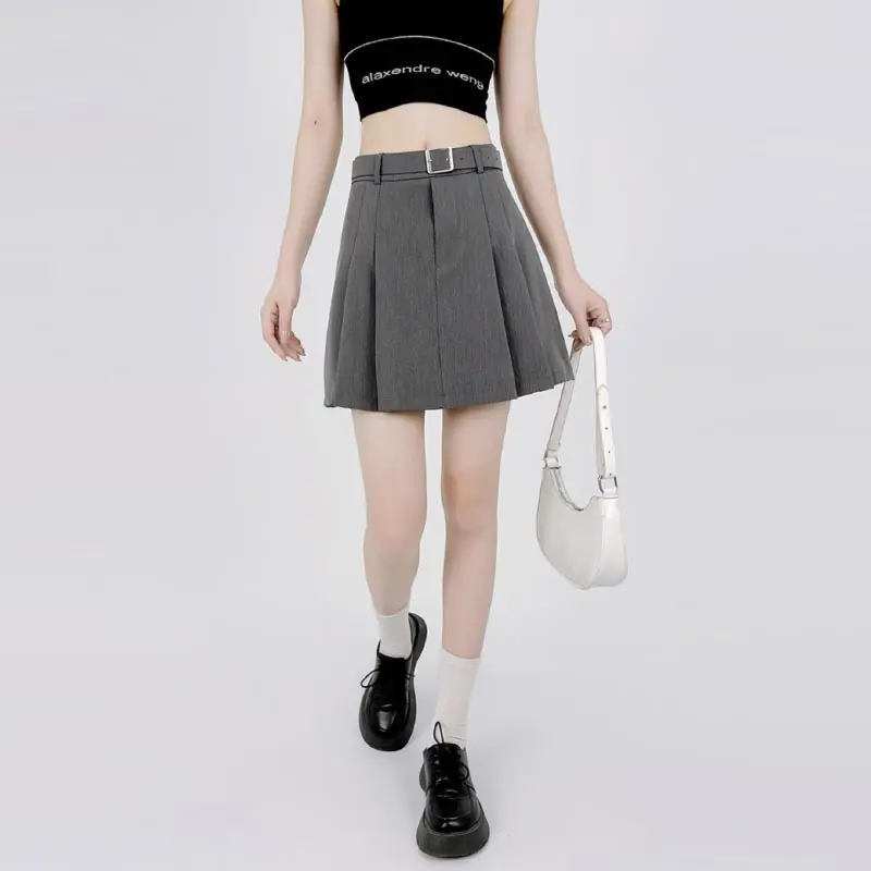 High Waist Pleated Skirt for Women Preppy Style 2023 Summer Thin Shorts Skirt Vintage Korean Fashion Female Clothing Y2K