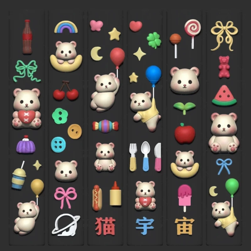 1Pc Cartoon Bear 3D Relief Silicone Nail Mold - Nail Art Decor Template for DIY Manicure Design Tools