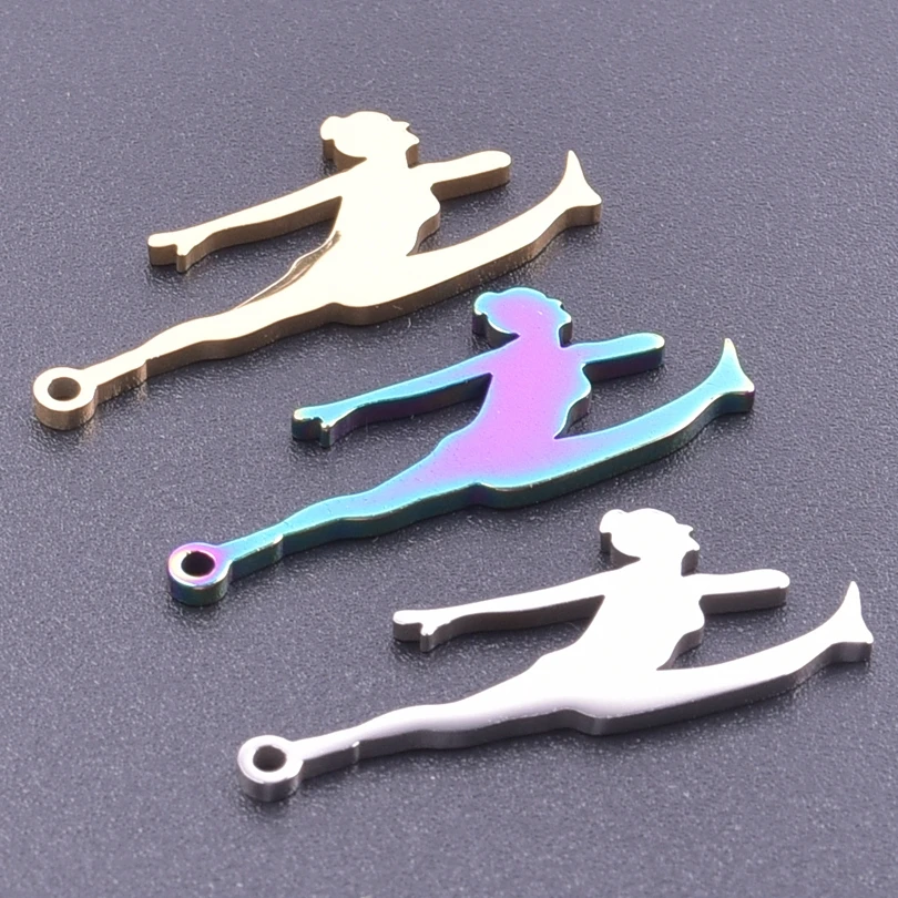 

5pcs Sports Women Pendant Jewelry Making Supplies Never Fade Stainless Steel Charms In Bulk DIY Findings For Necklace Earrings
