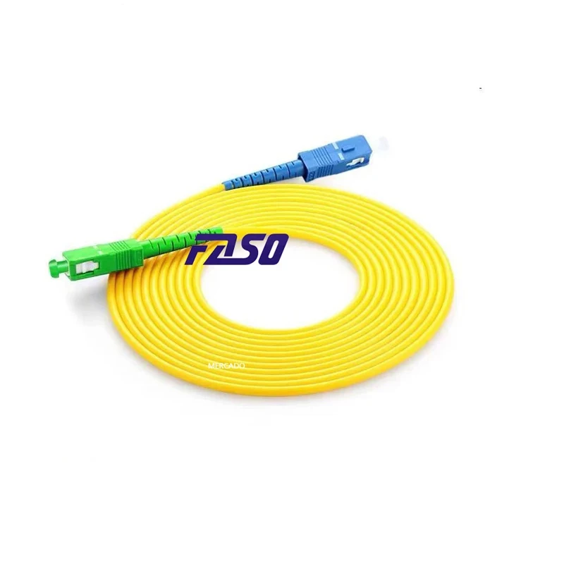 50Pcs 3M Fiber Optic Cable SCAPC-SCUPC/SCAPC Single Mode 9/125 G652D Simplex 3.0mm Fiber Optic Patch Cord Yellow LSZH Jacket