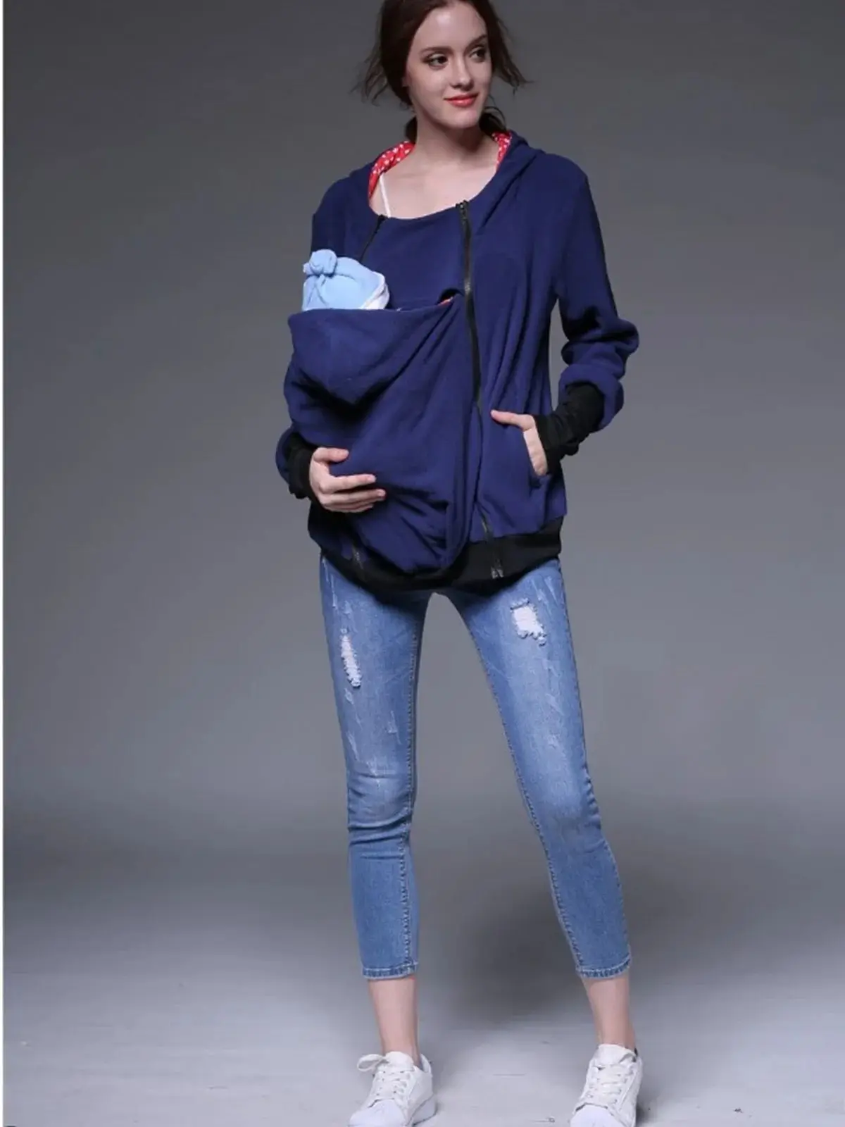 Hooded Mom Baby Carrier Jacket Coat Maternity Clothes Autumn Winter Kangaroo Carry Baby Hoodies Warm Thick Sweatshirts Outwear