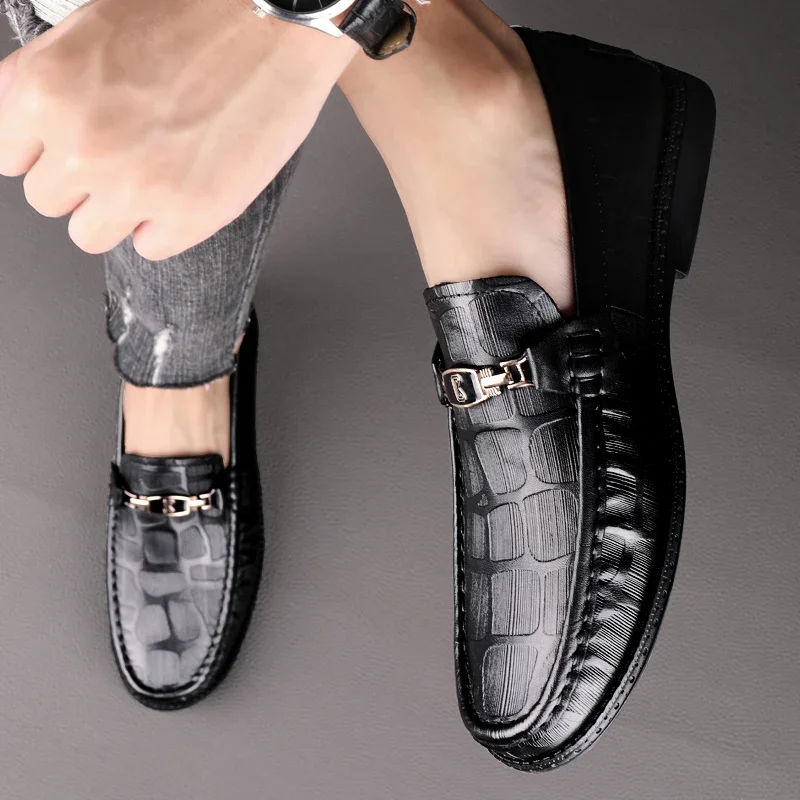 أحذية بدون كعب من الجلد الطبيعي للرجال ، أحذية كاجوال للرجال ، أحذية قيادة ذات علامة تجارية ، خف مريح للذكور ، كل مباراة ، جودة عالية