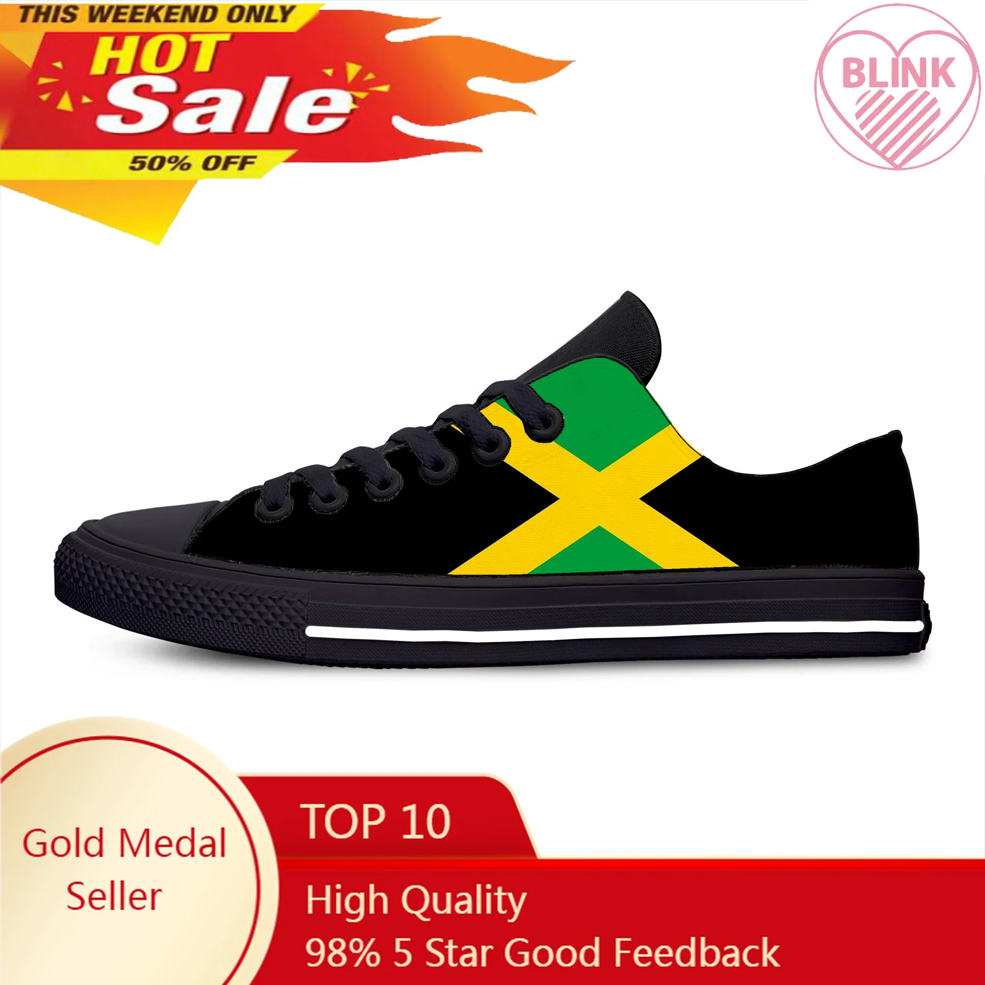 Jamaica Jamaican Flag Patriotic Cool Funny Fashion Casual Shoes Low Top Lightweight Board Shoes Breathable Men Women Sneakers