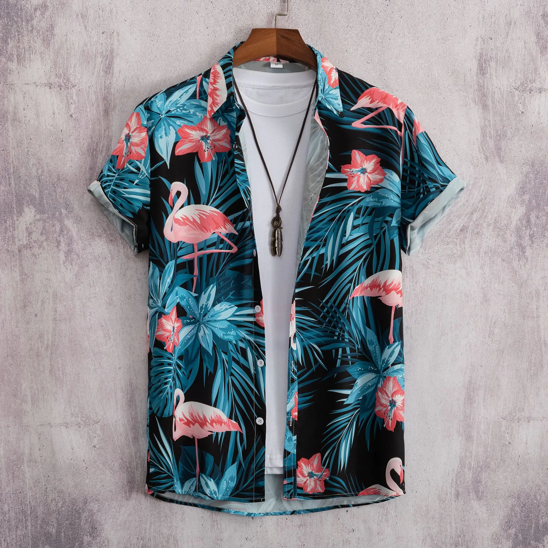 

2023 Men's Artistic Print Short-Sleeved Shirt Hawaii Beach Style Retro Casual All-Match Comfortable Street Shirt Harajuku Style
