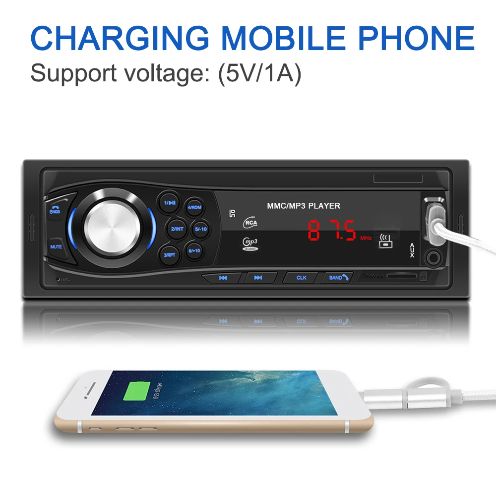 1Din USB SD AUX-IN 제어 자동차 액세서리, 자동 FM 스테레오 오디오 라디오, 자동차 MP3 플레이어, 블루투스